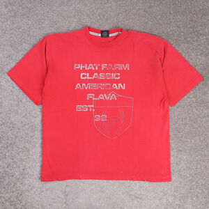 VTG 90s Thrashed Phatfarm American Flava USA XL Red Short Sleeve T-Shirt